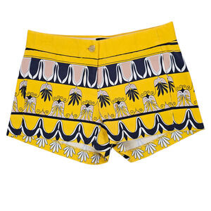 J.Crew Shorts Womens 00 Yellow City Fit Floral Print Chino Twill Stretch Casual